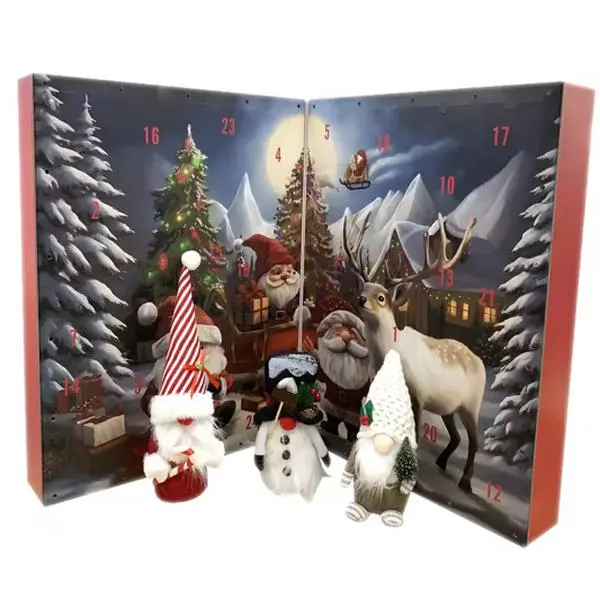 2026 Christmas Gnome Advent Calendar - 24 Handmade 12-inch Gnomes with Lights & Music - Perfect for Holiday Décor & Gift Ready - 26"x8"x19" Box, Decor, Ornaments