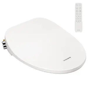 VIVOHOME Smart Heated Bidet Toilet Seat with Remote Control, Self-Cleaning Dual Nozzles for Rear and Front Cleansing, Adjustable Temperature Settings with Warm Air Dryer, Soft Close Lid, Nightlight