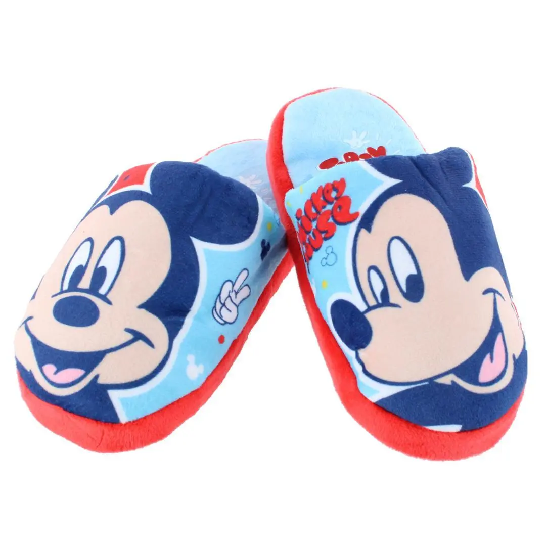 Textiel Trade Boys' Cartoon Mickey Mouse "Today is the Day" Slip-On Slippers, 13-14 Years, Closed Toe, Pull-On Ease, Cushioned Sole, Mickey Print, Ideal for Fans, Fans Of All Ages