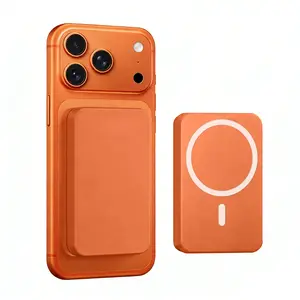 Orange 5000mAh Magnetic Power Bank MagSafe Wireless Fast Charging Adapter Compatible with iPhone 12–17 Pro/Pro Max Compact Portable Battery Pack Valentine's Day Gift