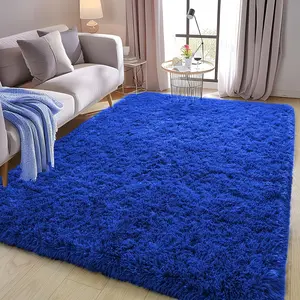 BLIOWL Blue Soft Shag Area Rugs for Living Room Bedroom, Multiple Sizes Fluffy Plush Shaggy Carpet, Luxury Modern Non-Slip Ultra Soft Fuzzy Indoor Home Decor Floor Rug