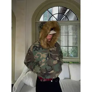 Camouflage Fur Collar Reversible Cotton Jacket - 2499 SpringStatements