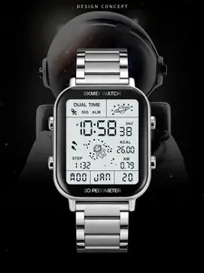 Men's Creative Astronaut Design Digital Watch, Fashionable Digital Watch with Stainless Steel Strap, Multifunctional Electronic Watch for Men, Stainless Steel Wristwatch