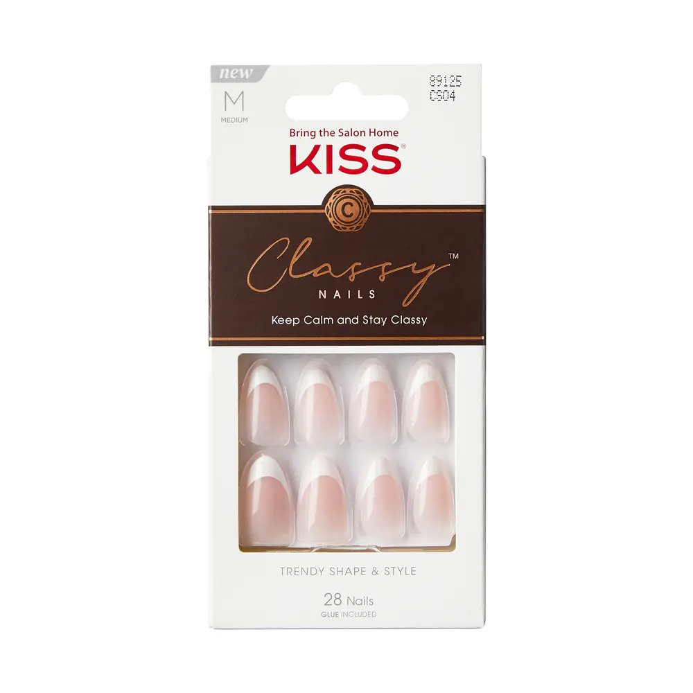 KISS Classy Dashing (CS04) Glamorous Press On Nails, Salon Quality Acrylic Nail Extension Kit, Medium Length, Affordable Glam, Medium Size, Lightweight Kit, Elegant, None, Neutral, Manicure At Home, Acrylic Extension False Nails & Accessories