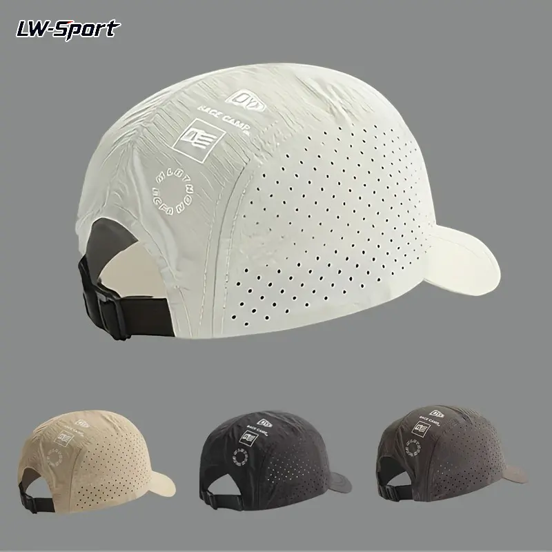 Breathable Camp Cap, Quick Dry Water Resistant Lightweight Adjustable Strap Back Hat, UV Protection Unstructured Short Brim Cap for Trail Running Hiking Camping Streetwear Men Women