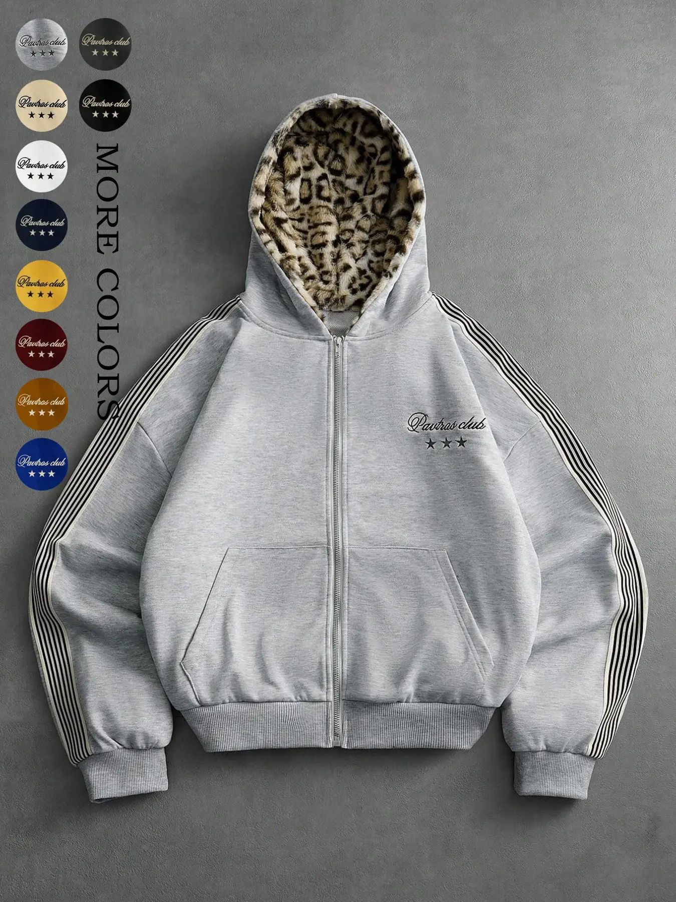 Men's, women's, Unisex versions, street-style retro design, fashionable leopard print fabric, soft, short-sleeved hooded sweatshirt, luxurious, unique streetwear, casual attire, outdoor, gift for back-to-school season, holiday gifts