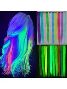 Glow-In-The-Dark Hair Clips, 10pcs Light Up Hair Clips, Colorful Vibrant Synthetic Rainbow Hair Decorations for Women and Girls, Hair Accessories, Glowing Hair Clips