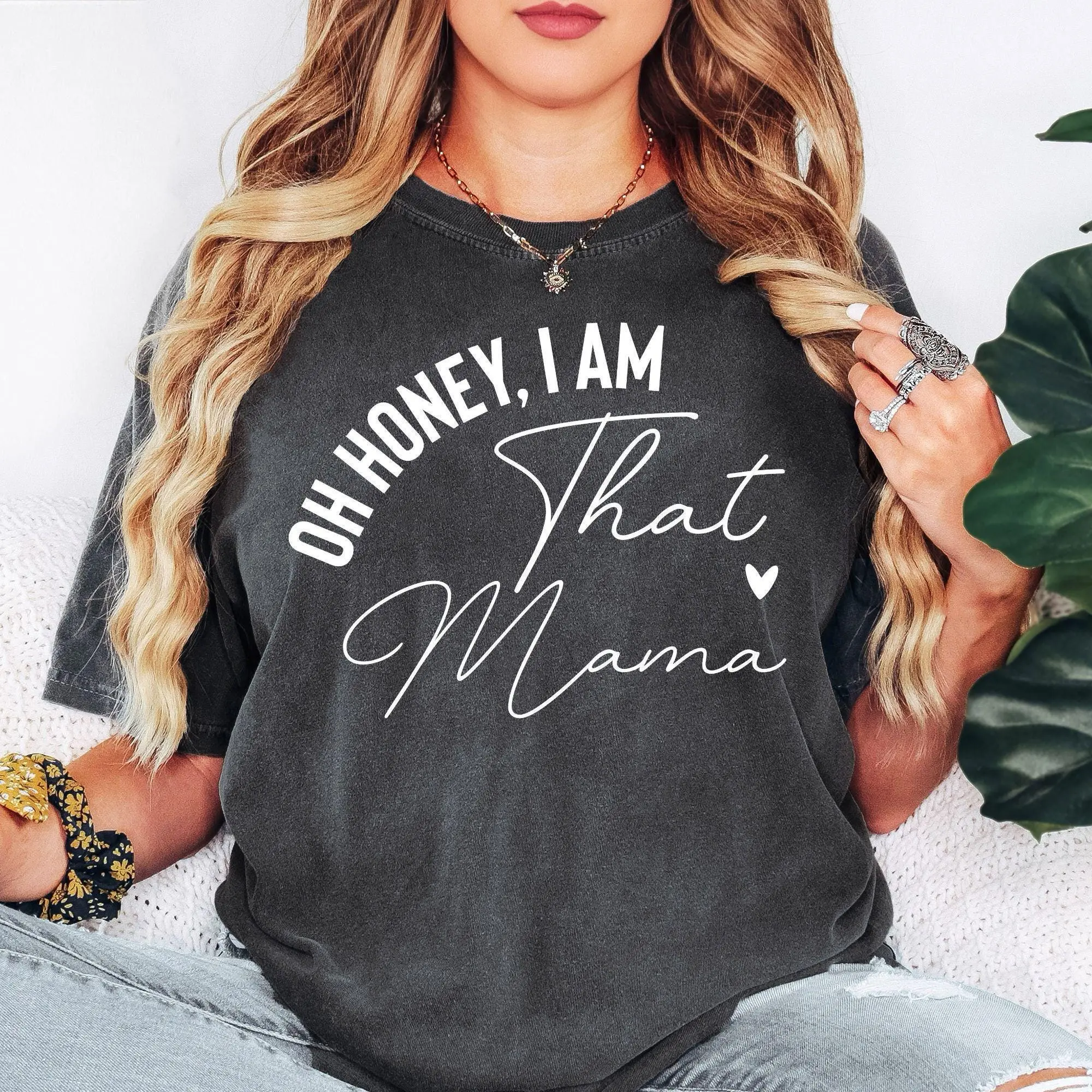 Comfort Colors Custom Name Shirt, Oh Honey I Am That Custom Tee, Personalized Mama Aunt Gift, Trendy Script Family Shirt, Mom T-Shirt