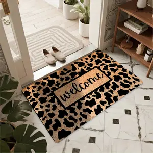 1 Leopard Print Welcome Design Door Mat Entrance Living Room or Bedroom Decoration Printed Carpet Decoration Soft Floor Mat, Suitable for Indoor Living Room and Bedroom Home Decoration