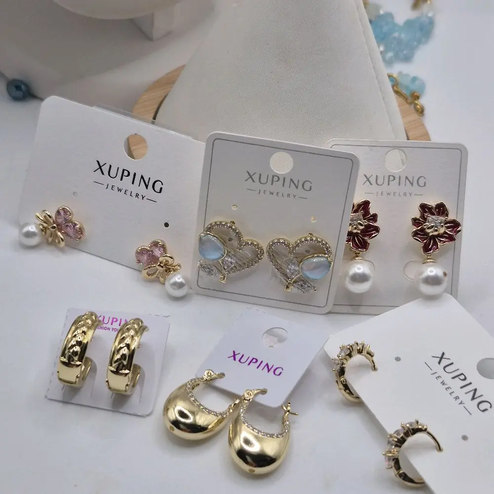 mayoreo 6pcs earrings plated gold 14k