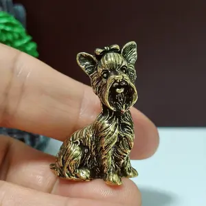 Vintage Brass Schnauzer Dog Statue Ornament, Home Car Office Decorative Craft Gift, Home Decor Ornaments, Animal Decoration Figurine, Collectible Figurines, Decorative Sculptures