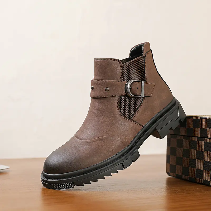 CYUW men’s retro Chelsea boots with a matte finish—non-slip, waterproof, thick-soled short boots—ideal for daily commuting and casual wear; versatile. Closed Shoe backtoschoolshopping