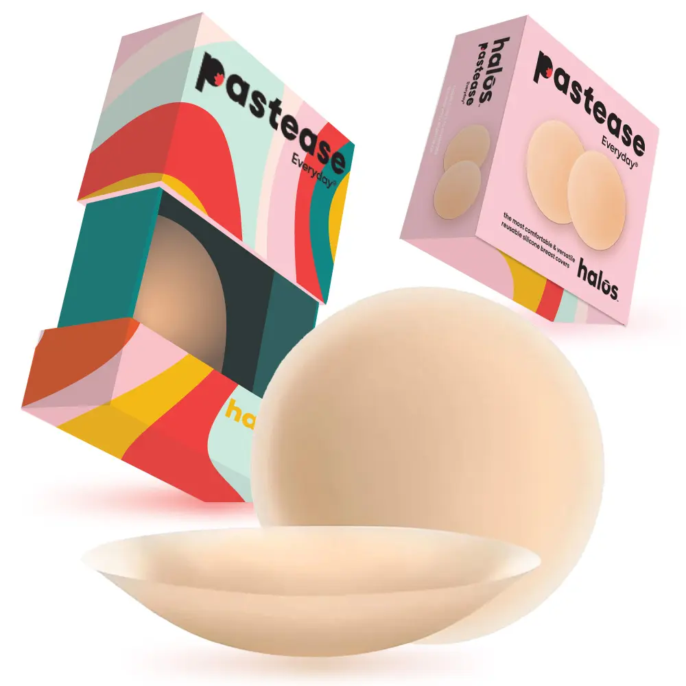 PASTEASE EVERYDAY Reusable Covers - Sticky Adhesive Silicone Pasties - Reusable & Hypoallergenic Seamless Matte Covers for Women with Travel Box Womenswear