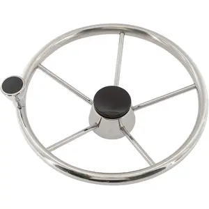 5 Spoke Dia.13-1/2" Stainless Steel Boat Steering Wheel with Control Knob and Cap