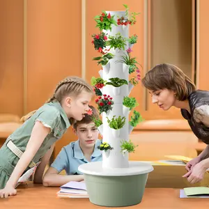 Hydroponic Tower with auto water pump, Hydroponic Growing System,Hydroponic Vertical Garden,Indoor Smart hydroponic Vegetable System Hydroponics Growing System Kit Tower, Vegetables Vertical Planter Tower Garden Kit, 5/7 Layers, 20/28 Holes