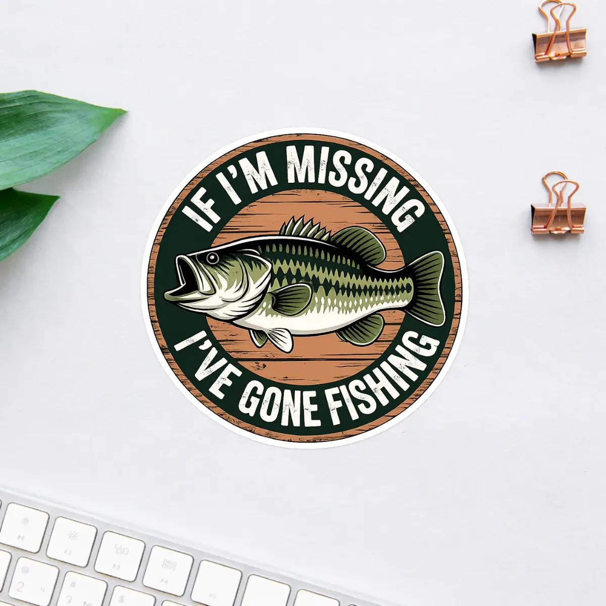If I'm Missing I've Gone Fishing Sticker, Funny Bass Fishing Vinyl Decal, Fisherman Waterproof Sticker, Tackle Box Boat Cooler Laptop Car Decor