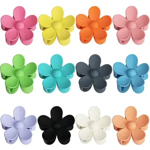 12 Pieces Flower Claw Clips for Women Girls - Large, Strong Hold Jaw Clips in 12 Matte Colors for Thick and Thin Hair