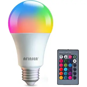 Color Changing Light Bulbs,RGB LED Light Bulbs,9W Warm White 6500K,40W Equivalent,16 Color Multicolor A19 E27/E26 Dimmable Memory Function, for Home Decoration,Stage,Bar,Party