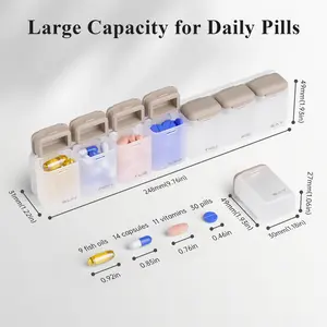 Weekly Pill Organizer 1 Time a Day, 7 Day Once Daily Pill Box, Magnetic Medicine Dispenser for Refrigerator, Portable Travel Pill Case for Seniors Vitamins