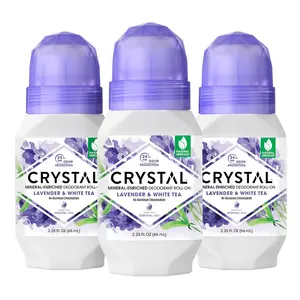 CRYSTAL Deodorant Aluminum Free Mineral Deodorant Roll-On for Women & Men, Lavender & White Tea - Paraben Free - Certified Cruelty Free & Vegan Deodorant - Prevents Odor Up to 24 Hours ,2.25 Fl Oz (Pack of 3),21661-3