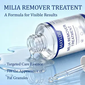 MAYLOR Milia Removal Serum, with natural ingredients including salicylic acid and glycerin, repairs skin, exfoliates, fights aging, reduces fine lines, and provides daily hydration - 30ml