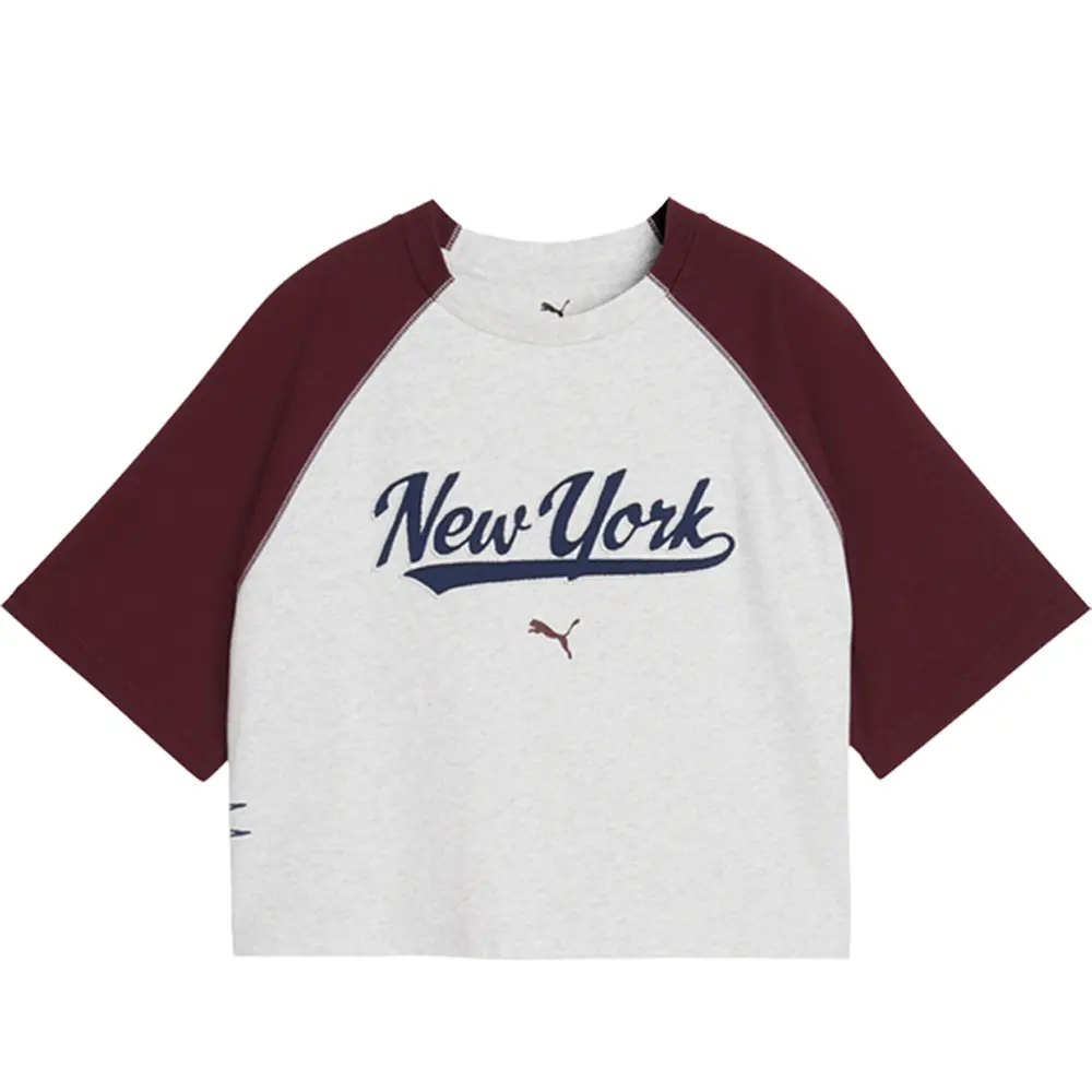 PUMA Womens Wardrobe Essentials Nyc Mock Crew Neck Short Sleeve Casual Tops Casual - Off White