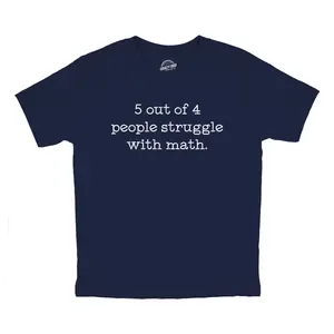 Youth 5 Out Of 4 People Struggle With Math T Shirt Funny Nerdy School Joke Tee for Kids Funny T Shirts Teacher Tops for Kid Funny Nerd Short Sleeve Novelty Tees for Kids Navy -