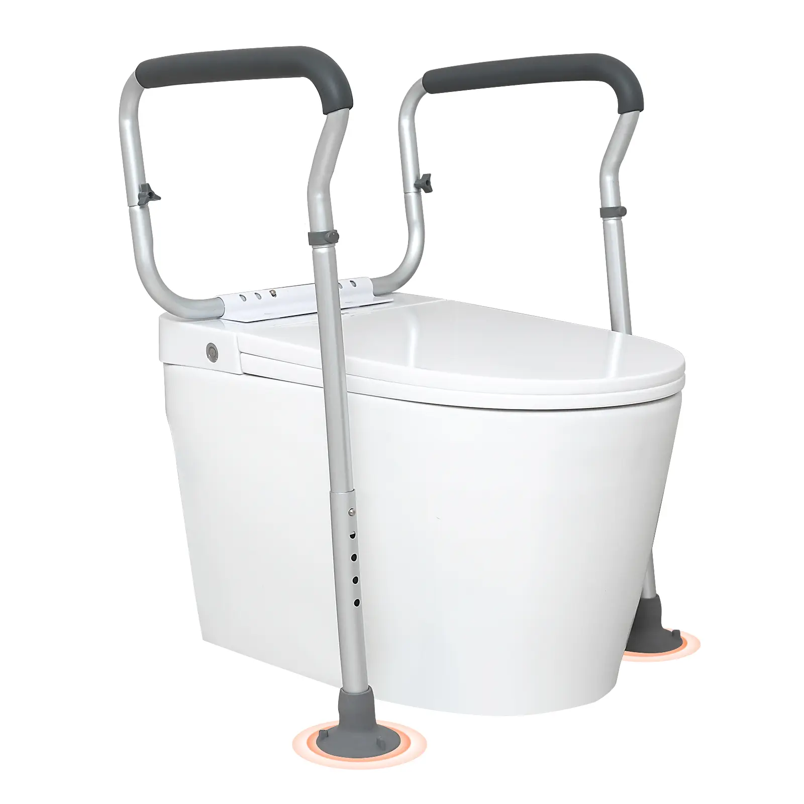 【Summerfinds】VEVOR Modern Aluminum Toilet Safety Rail - Easy to Adjust, 26.38-30.31 in Height, 17.72-21.65 in Width, Padded Arms Grab Bars, 300lbs Capacity Home Improvement Bathroom Fixture for Seniors (Screwdriver Included)