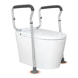 VEVOR Toilet Safety Rail,  Bathroom Toilet Seat Frame, Adjustable Width & Height Fit Most Toilets, Supports 300lbs, Toilet Handles Grab Bars with Padded Armrests for Handicap, Disabled, Seniors