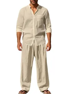 2026 New Linen Long Sleeve Pants Set, Comfortable Casual Wear, Perfect for Everyday Use, Stylish and Breathable Fabric, Clothes