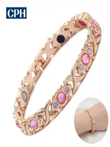 CPH Women's Magnetic Bracelet with Diamonds - Energy Magnet Bracelet - Modern Fashion Metal Wristband - Trendy Jewelry Gift for Her, Valentine's Day Gift, Diamonds Bangle Bracelet