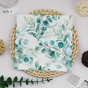 20pcs Disposable Sage Leaf Napkins, Double-Ply Lunch Tissues, Leaf Hand Towels for Wedding Party, Tea Party, Garden Party