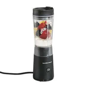 Hamilton Beach Personal Blender with Leak-Proof Travel Lid, Stainless Steel Blade, 14 oz. Jar, Black