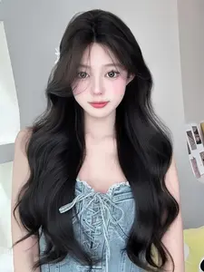 24 Inch 240g Heat Resistant Synthetic Wig, Elegant Medium Length Wavy Bangs, Perfect for Daily Wear, Heat Resistant Wigs