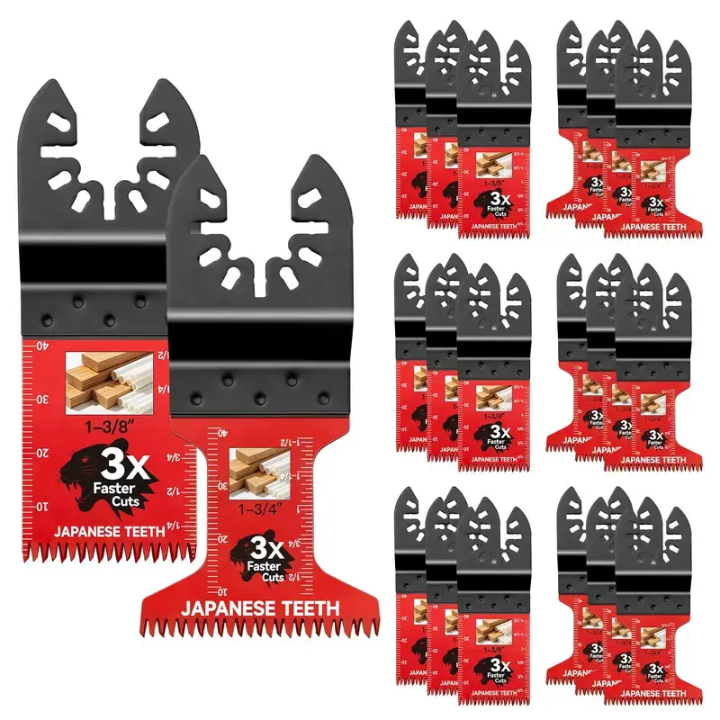 8pc/20pc Oscillating Multi-Tool Saw Blade Set, Titanium-Coated Bi-Metal or High Carbon Steel Blades for DIY Cutting & Home Repairs