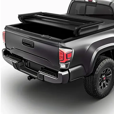 [Fits 2024-2026 Toyota Tacoma] 5 Ft Bed, Soft Tri-Fold Tonneau Cover Truck Bed, with Track Rail System, Excludes Trail Edition