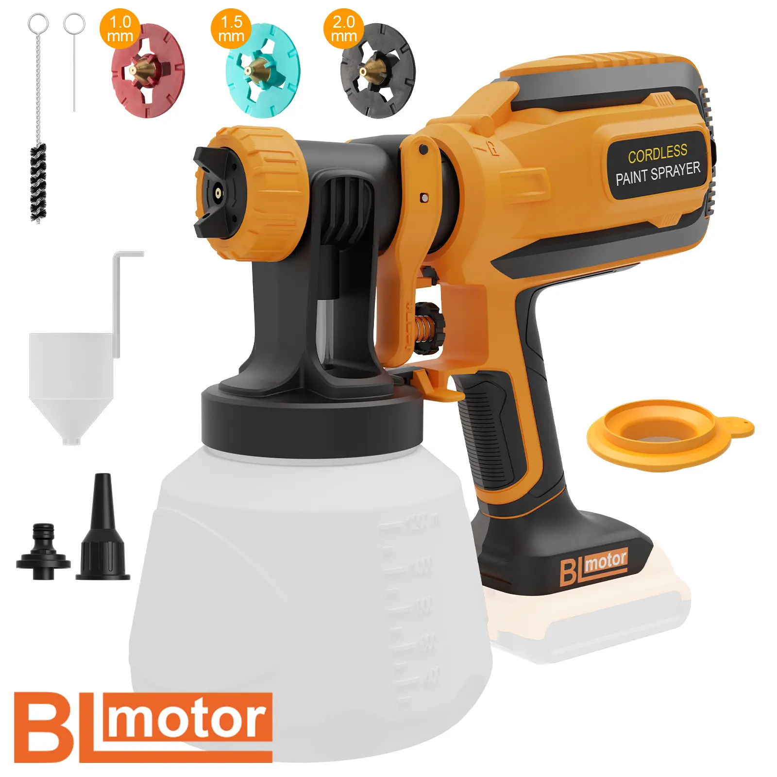 VONFORN Brushless Cordless Paint Sprayer for Dewalt 20V Battery,  3 Nozzles, 1000ml/min Flow Rate & 1200ML Electric Paint Gun for Furniture, Walls