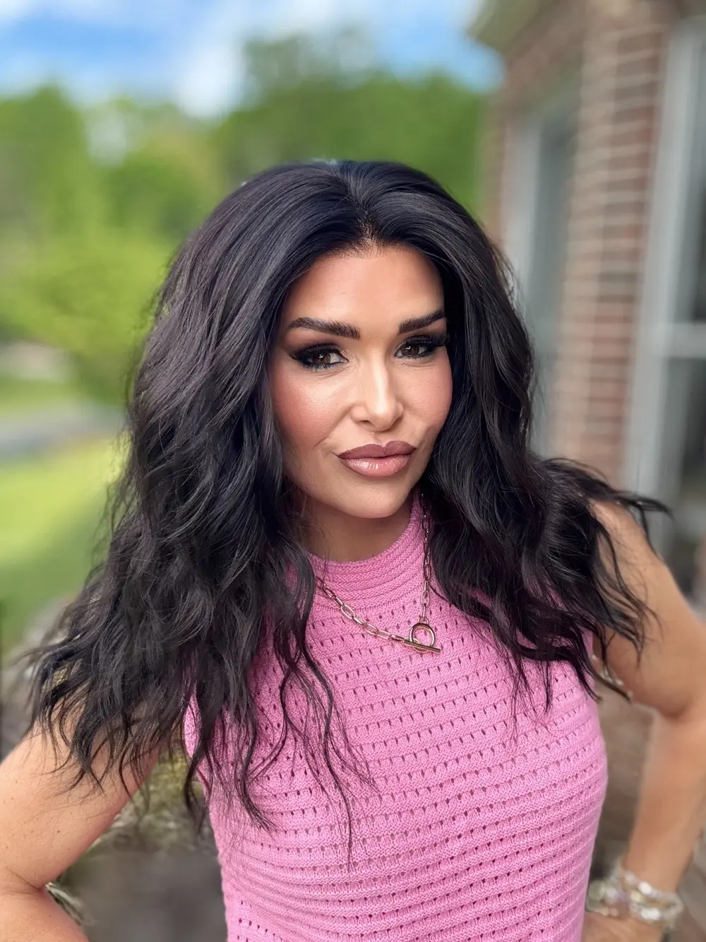 AISOM Mila Black Color Water Wave 13x4 Free Part Lace Front Wig Short Low Density Natural Looking Synthetic Lace Wig Natural Hairline Beginner Friendly Wig