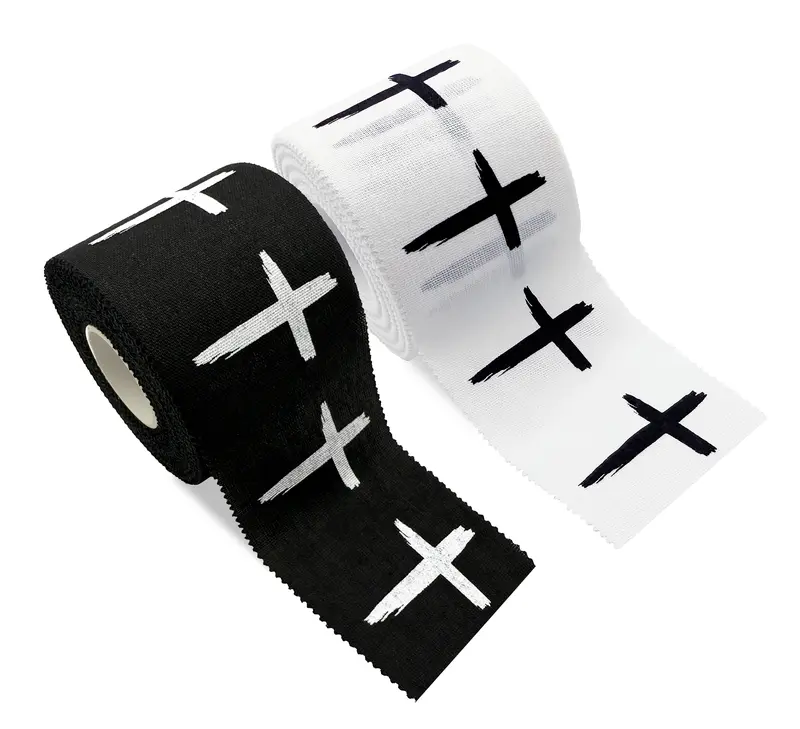 NEW Distressed Cross Sports 100% Cotton Athletic Tape 2 In. x 30 Ft. White Black Christian Faith Gift Bible Verse Wrap Brace Athletes Wrapping Finger Hand Ankle Wrist Knee Baseball Football Wrestling Gymnastics Boxing Soccer Crossfit Weight Lifting Cloth