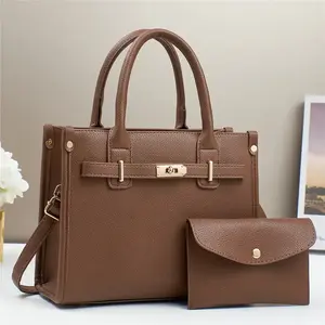 ‌Elegant Large Capacity Tote Handbag Set Durable Leather Crossbody Bag for Women with Detachable Pouch and Stylish Hardware with Built-in Wallet