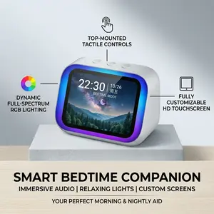 White Portable Smart Audio Player, HD Touch Display, Bluetooth 5.4 Wireless Link, AI Voice Command, Hi-Fi Stereo & Electronic Picture Album