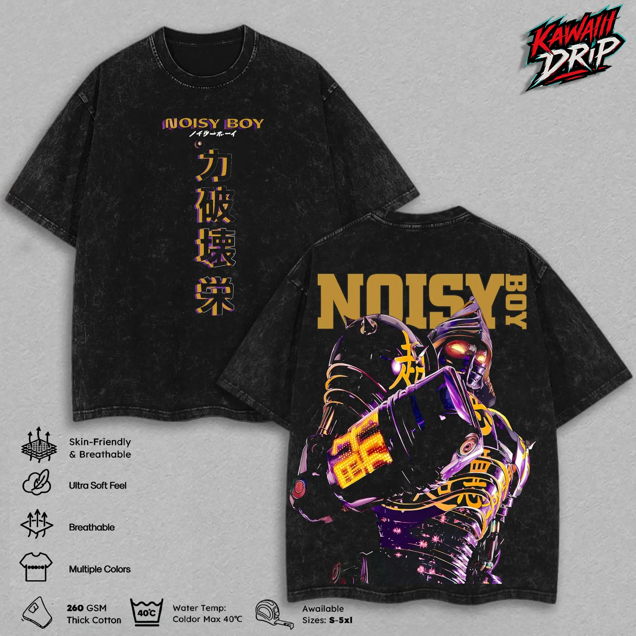 Real Steel Noisy Boy Robot Boxing Fight Scene – Vintage Washed Graphic Tee, Oversized Heavyweight Movie Shirt, Large Back Graphic, Cyberpunk Style Streetwear, High-Quality Cotton Fabric, Unisex, Movie Merch, Gift For Movie Lover