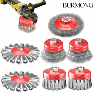7 PCS Wire Wheel Brush for 4-1/2" Angle Grinder, Carbon Steel Knotted & Crimped Cup/Wheel Brushes (3" & 4"), Heavy Duty Rust, Paint, Corrosion Removal, 5/8"-11 UNC Threaded Arbor threading bolts machine Manual Electric Coil Binding  Hand Tools tiktokshops
