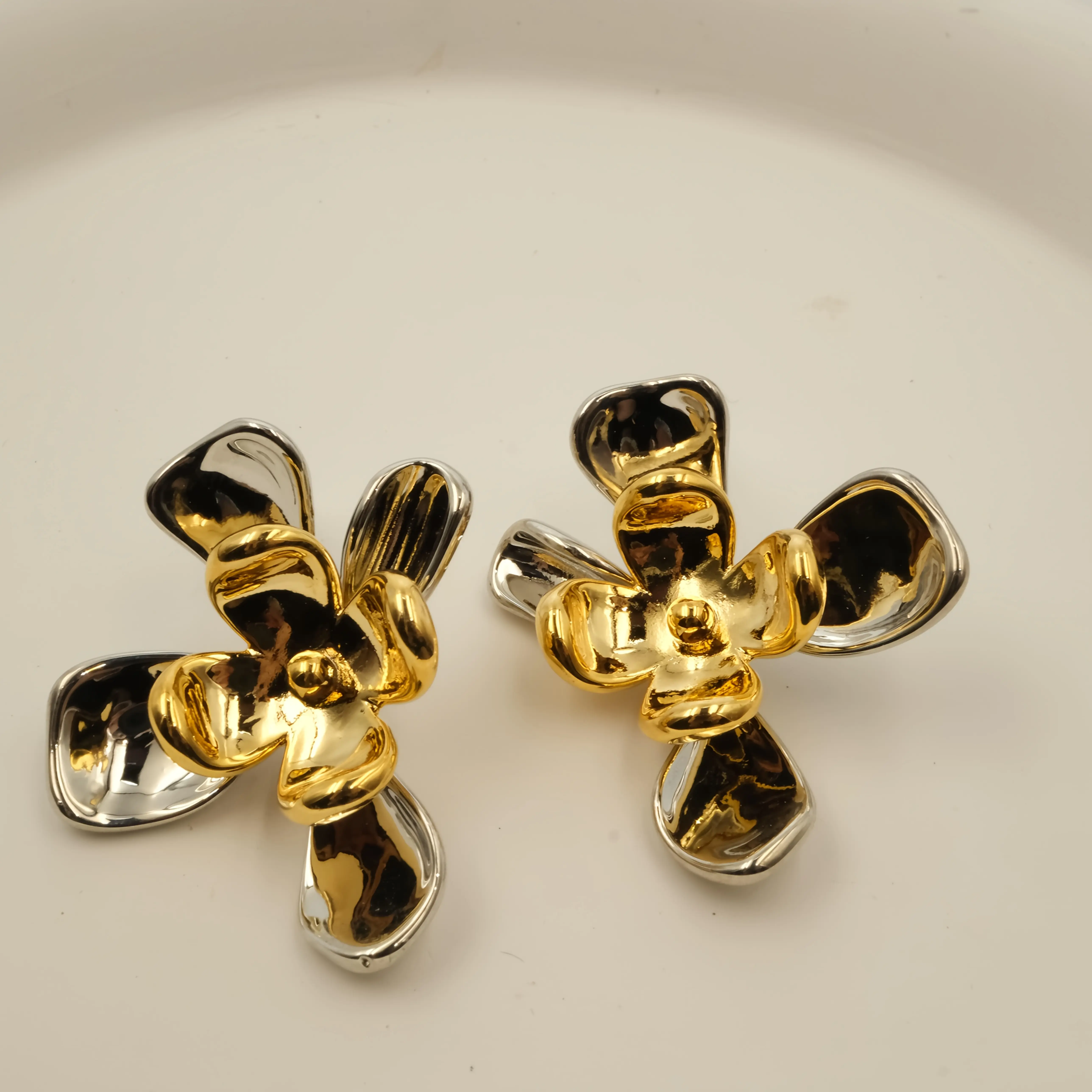 Women's Gold Plated Handcrafted Multicolor Floral Statement Earrings - Lightweight, Hypoallergenic, Non-Tarnish Indian Magnetic Studs, Studs Indian
