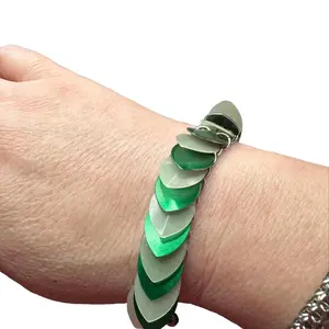 Green/Glow in the Dark Dragon Scale Aluminum Scalemail Chainmaille Bracelet