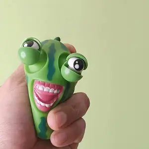 Pop-Eye Watermelon Squishy Toy - Funny Face Squeeze Stress Ball, Novelty Popping Eyes Decompression Toy for All Ages