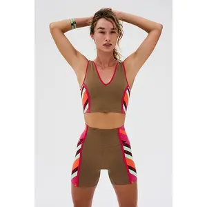 FREE PEOPLE MOVEMENT Never Better Colorblock Bike Shorts MEDIUM Moonrock
