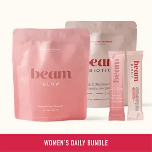 Beam Glow + Biotic Duo — 30 Single-Serve Sticks for Hormone Balance & Gut Health (Strawberry Kiwi + Mixed Berry)