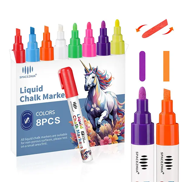 Erasable Liquid Chalk, 8 Neon Colors, 6MM Large Chalk, Car Window Erasable, 6mm Coarse and Thick Liquid Chalk Tip for Chalkboards, Eyeglasses, Mirrors, Posters, Bistros, Cars, DIY Windows and more