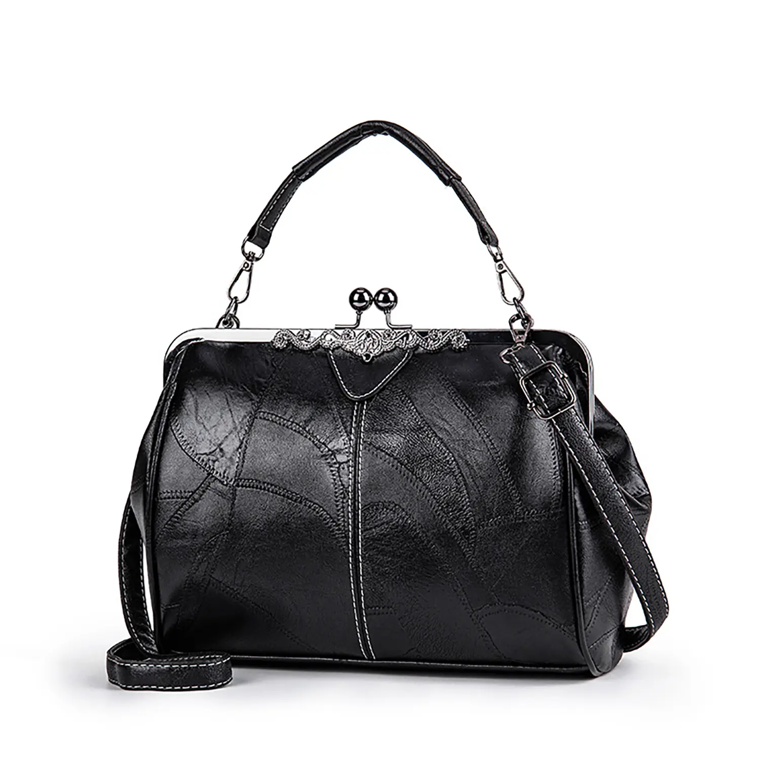 Women's Vintage Hollow Oil Leather Crossbody Bag - Chic Elegant Fashionable Purse with Adjustable Strap, Kiss Lock Closure, Clutch Satchel Style for Casual Commuting (Mother's Day Gift Option) Club Bag Embellished Shoulder Bag  crossbody bags for women